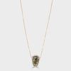 18ct rose gold ‘gold sheen‘ green sapphire and diamond pendant and chain