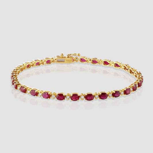 18ct ruby and diamond line bracelet