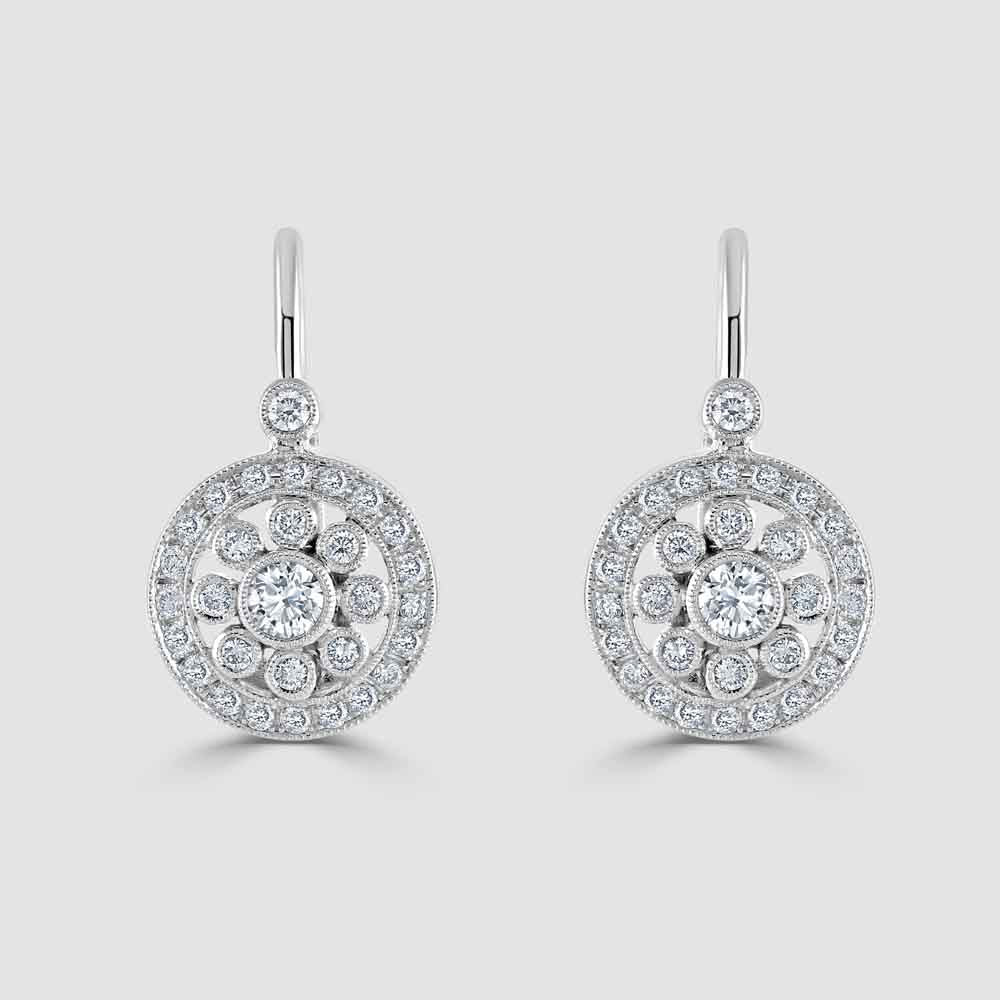 18ct white gold ‘Deco’ style diamond earrings