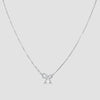 18ct white gold bow design diamond set pendant and chain