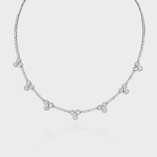 18ct white gold diamond trefoil necklace