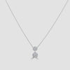 18ct white gold double cluster diamond pendant and chain
