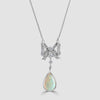 18ct white gold opal and diamond pendant and chain