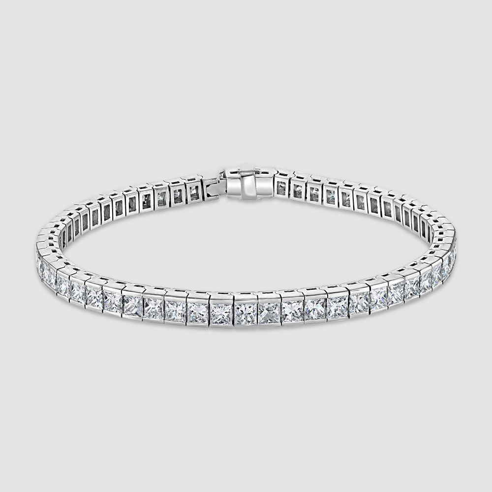 18ct white gold princess cut diamond line bracelet