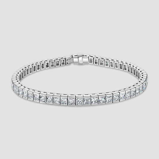 18ct white gold princess cut diamond line bracelet