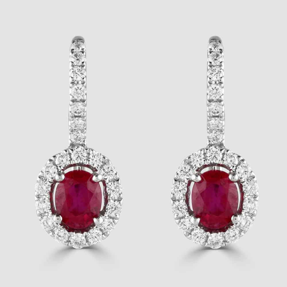 18ct white gold ruby and diamond earrings