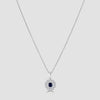 18ct white gold sapphire and diamond cluster pendant and chain