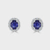 18ct white gold sapphire and diamond oval cluster earrings