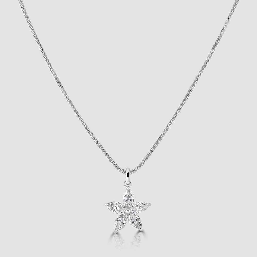 18ct white gold star shape diamond pendant and chain