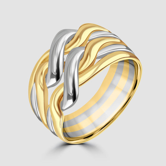 18ct yellow and white gold twist design ring