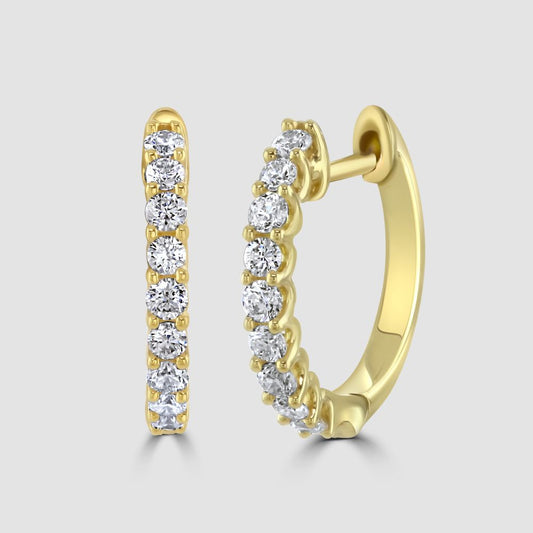 18ct yellow gold diamond ‘Huggy’ hoop earrings