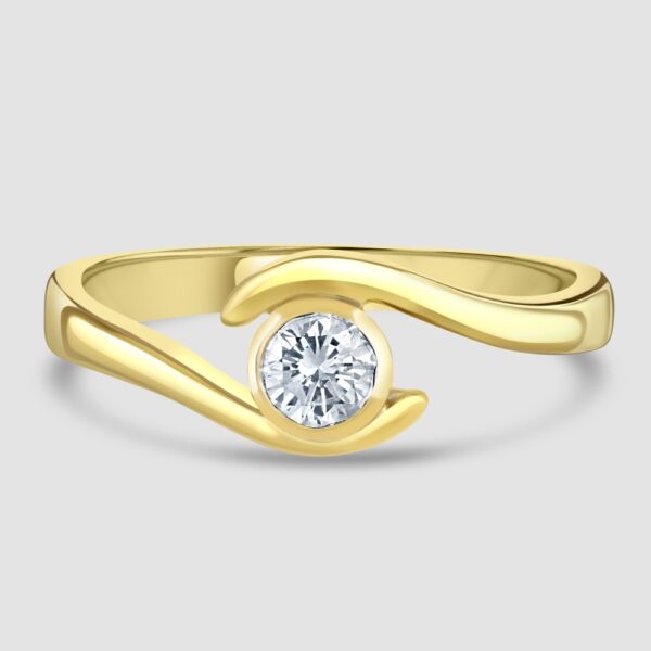 18ct yellow gold diamond cross over ring