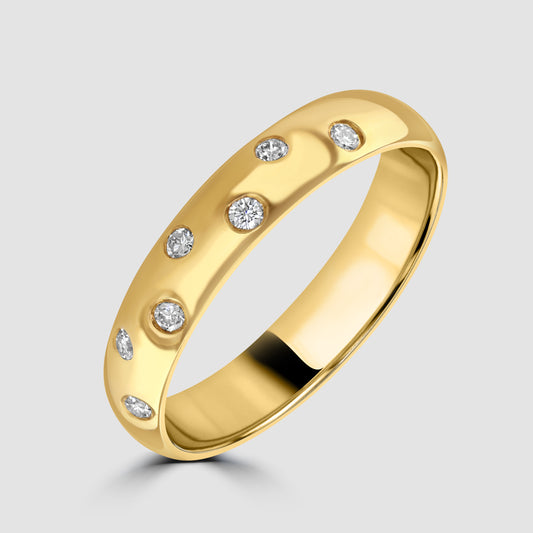18ct yellow gold diamond set band