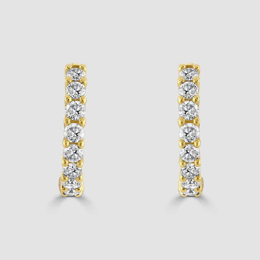 18ct yellow gold diamond set hoop earrings