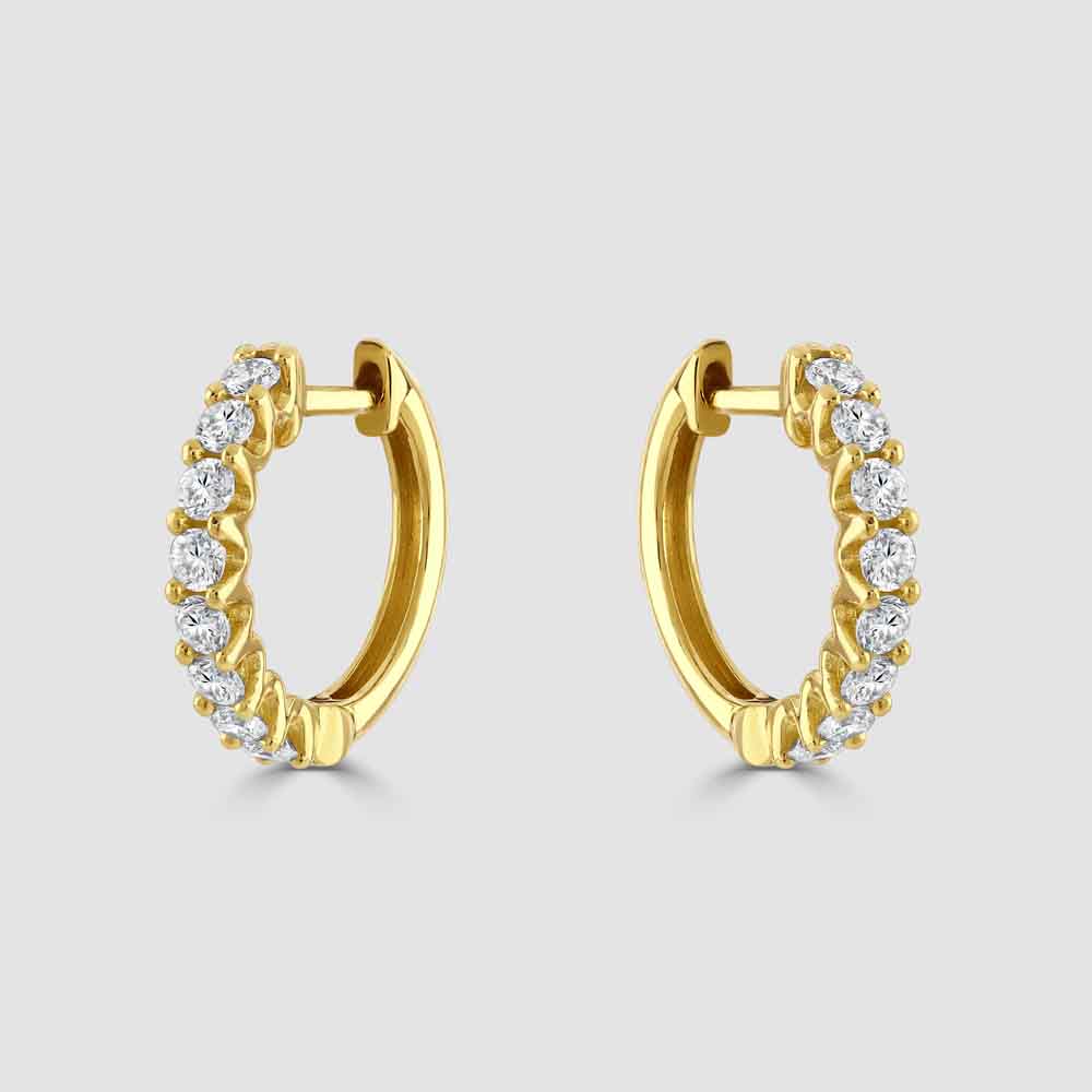 18ct yellow gold diamond set hoop earrings