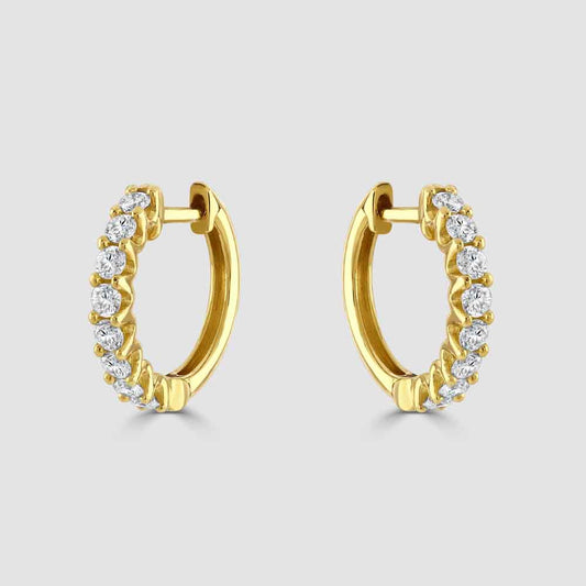 18ct yellow gold diamond set hoop earrings