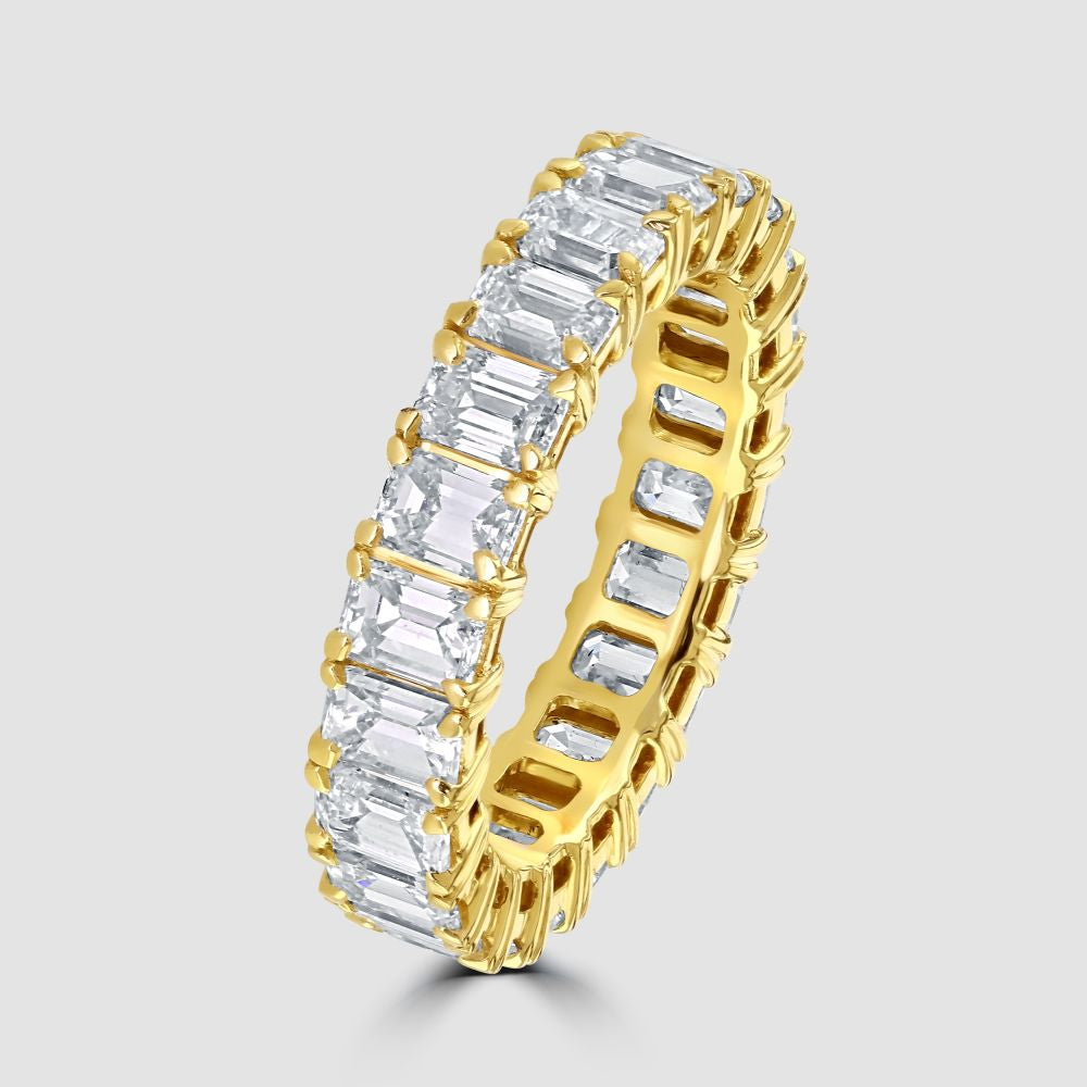 18ct yellow gold emerald cut diamond full eternity ring