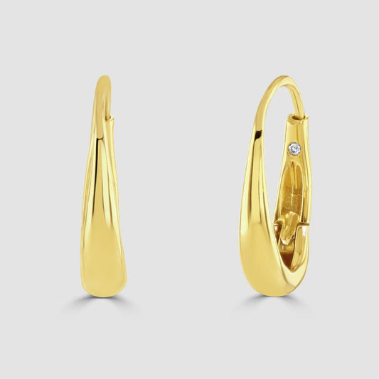 18ct yellow gold oval hinged hoop earrings