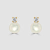 18ct yellow gold pearl and diamond stud earrings