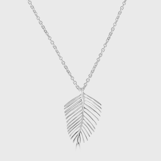 Silver leaf design pendant and chain
