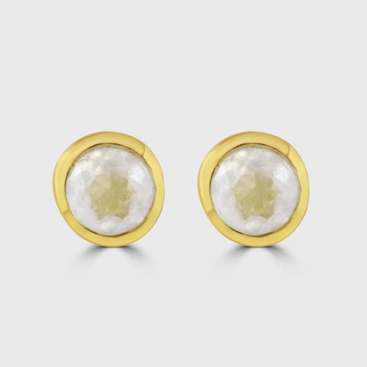 Silver with gold plating rose quartz stud earrings