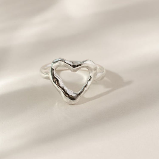 Molten Sterling Silver Heart Ring