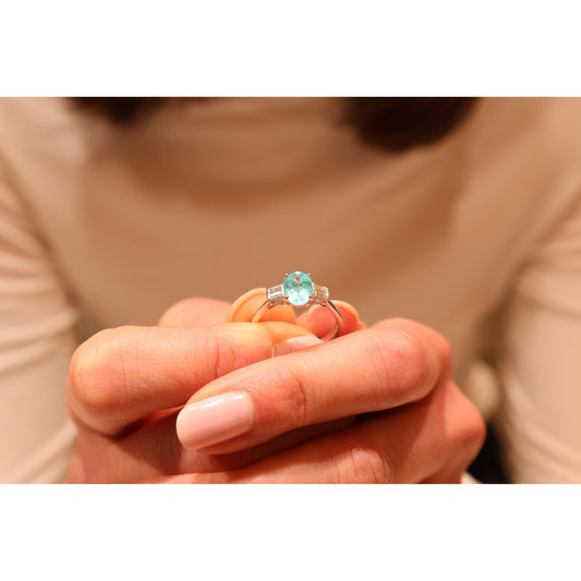 18ct Paraiba Tourmaline and diamond ring