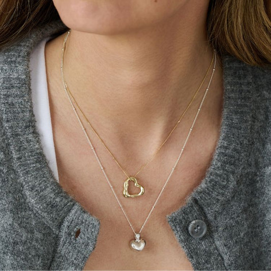Sterling Silver Puffy Heart Necklace