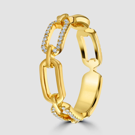 Diamond set chain link ring