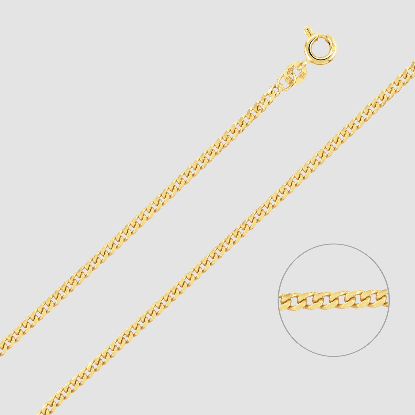 14ct yellow gold metric curb chain