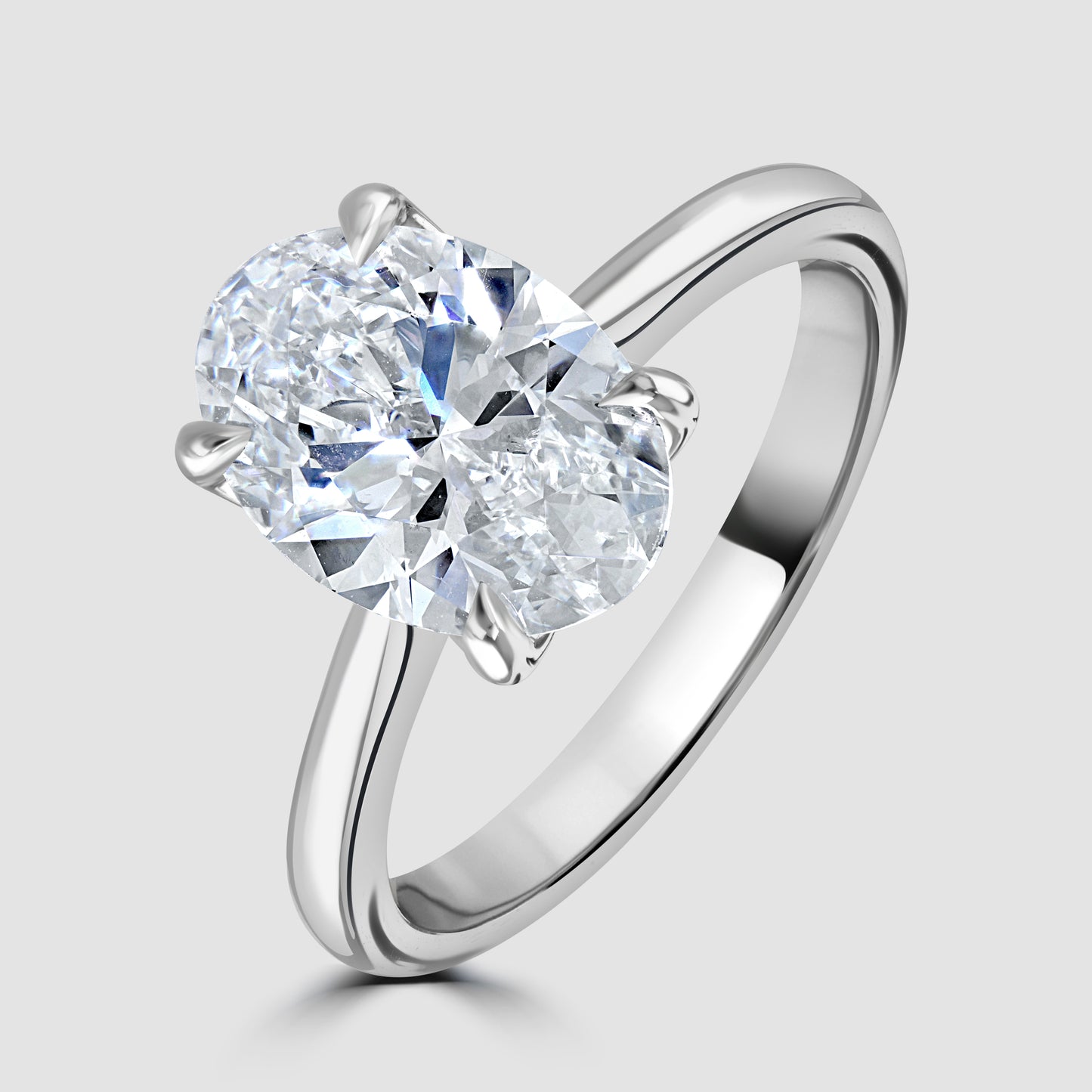 Oval cut laboratory diamond solitaire ring