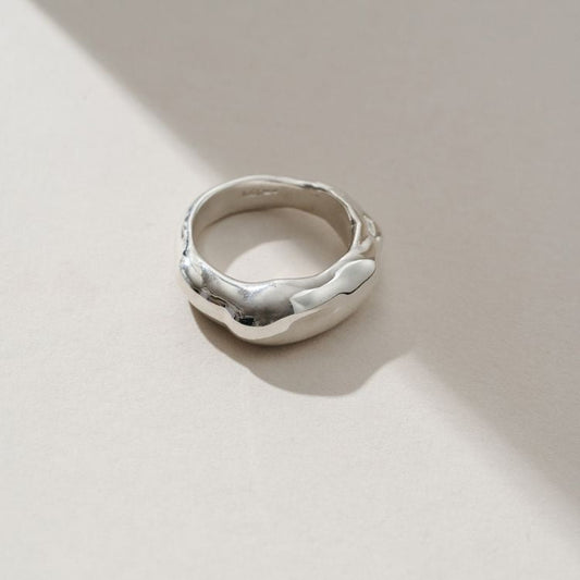 A Molten Chunky Sterling Silver Ring from Lulu and Boo Jewellery.
