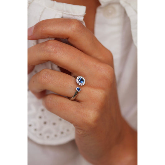 Andrew Geoghegan sapphire and diamond ‘Satellite’ ring