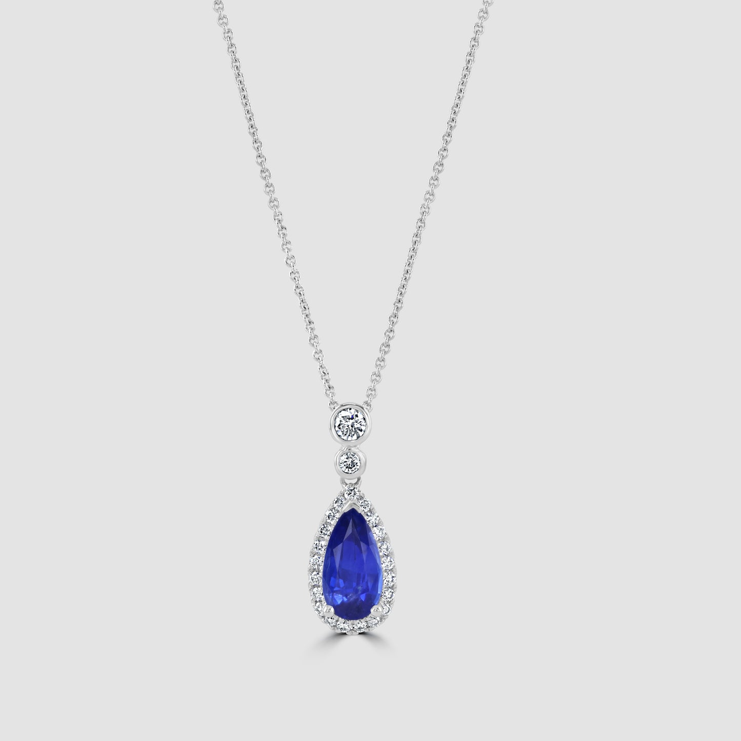 Sapphire and diamond rub over pendant and chain