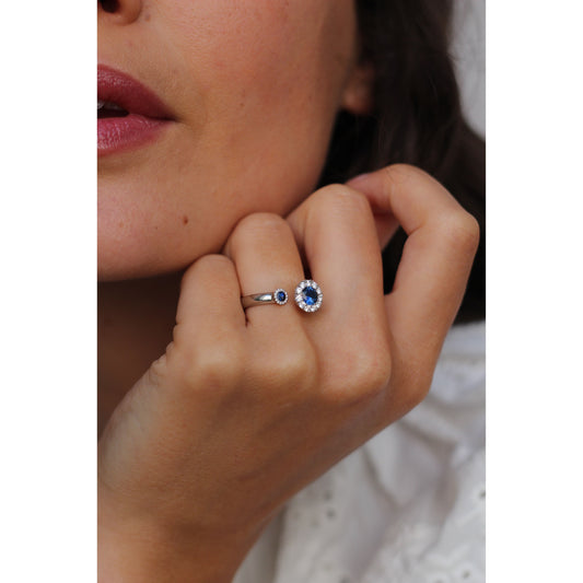 Andrew Geoghegan sapphire and diamond ‘Satellite’ ring