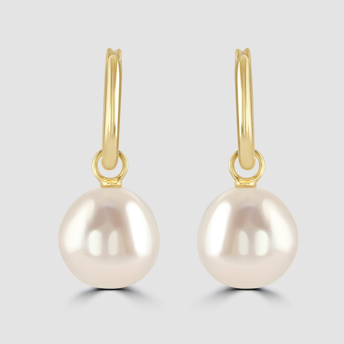 9ct yellow gold huggy hoop earrings with pearl drop