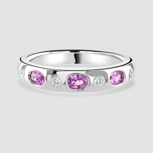 9ct white gold pink sapphire and diamond ring