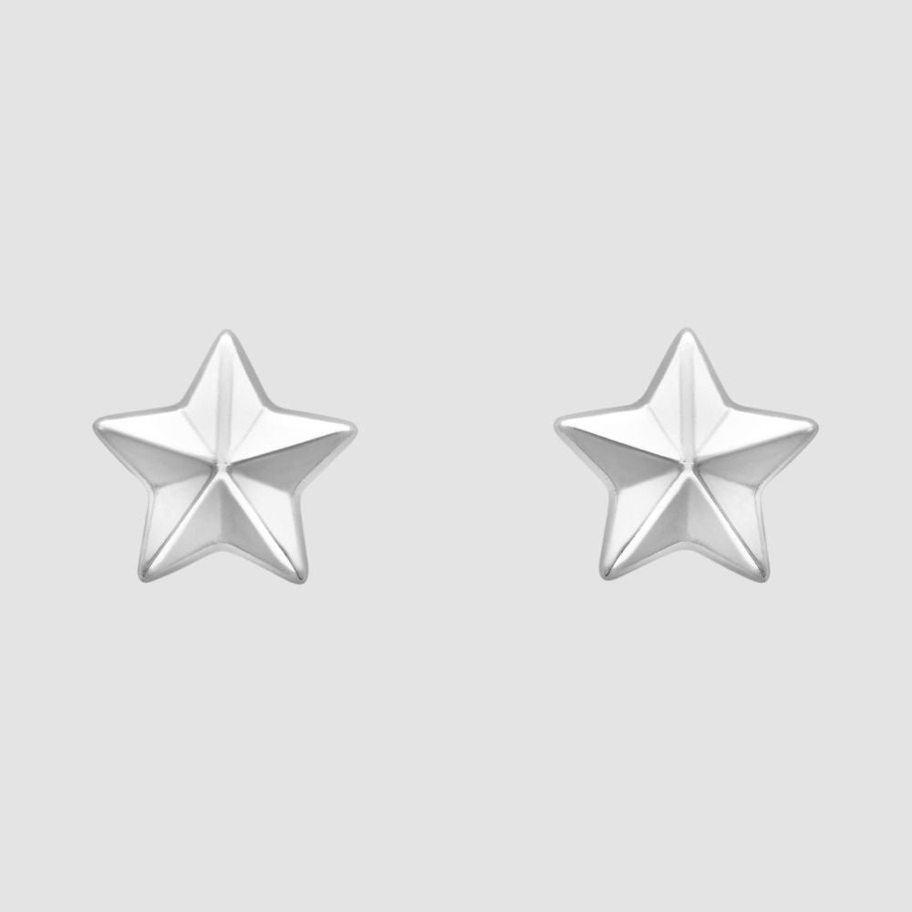 9ct white gold star stud earrings