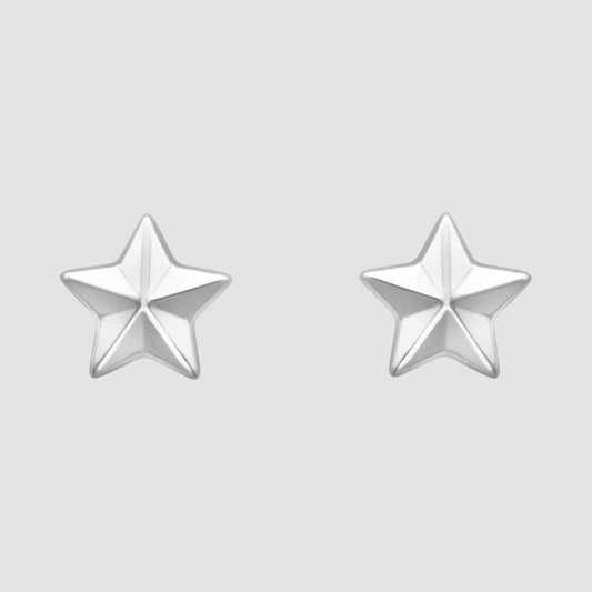 9ct white gold star stud earrings