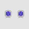 9ct white gold tanzanite and diamond cluster stud earrings