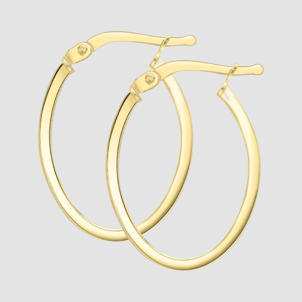 9ct yellow gold fine oval hoop earrings