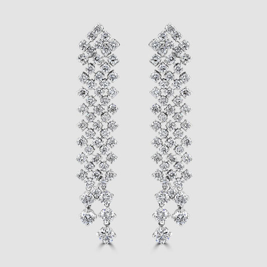 Articulated five row diamond drop earrings