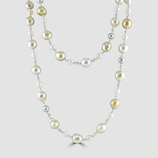 Australian baroque pearl and white gold necklace