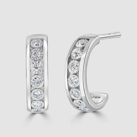 Channel set hoop earrings