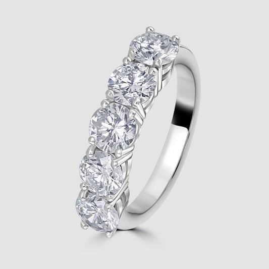 Claw set uniform diamond five stone ring