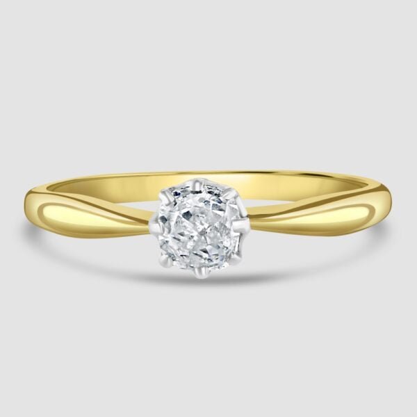 Cushion shape old cut diamond solitaire ring