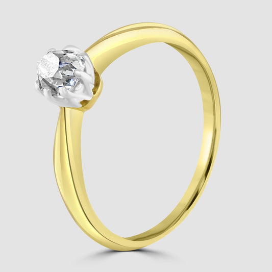 Cushion shape old cut diamond solitaire ring