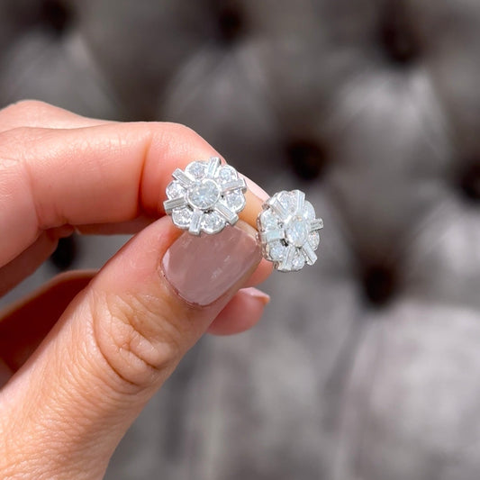 Diamond cluster stud earring