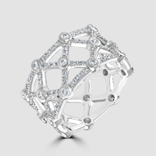 Diamond set criss cross ring