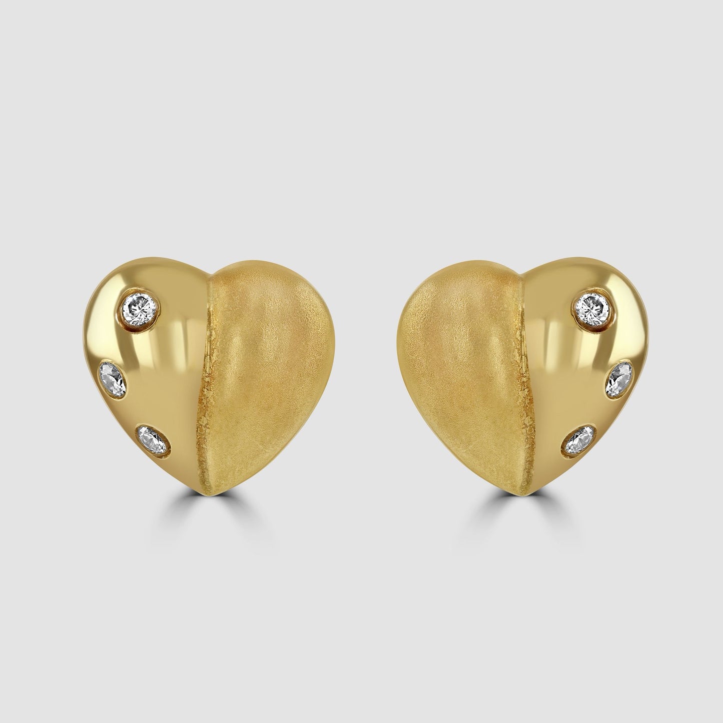 Diamond set heart stud earrings